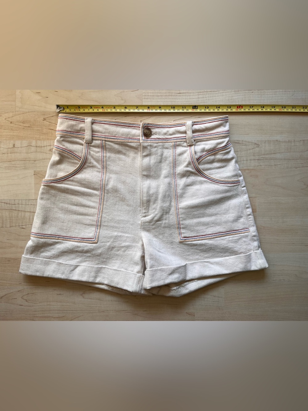 Madewell Chase Rainbow Stitch High Waist Denim Shorts